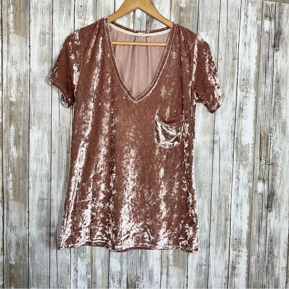 POL Pink Crushed Velvet Tee - Picture 2 of 6